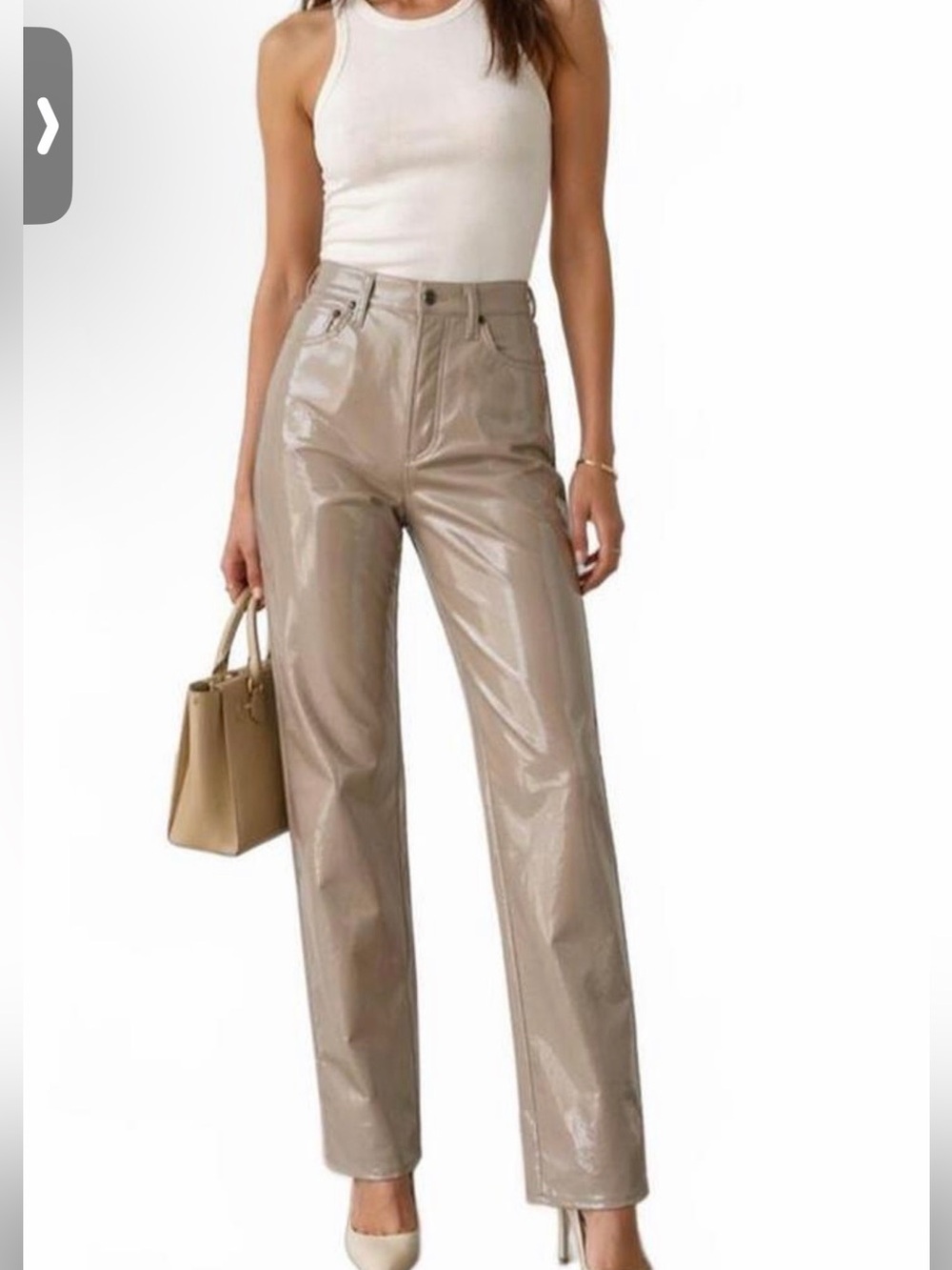 AGOLDE Recycled Leather 90's Pinch Waist in Quail Patent 27